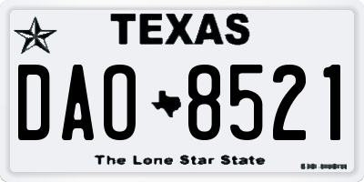 TX license plate DAO8521