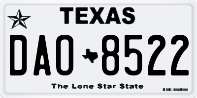 TX license plate DAO8522