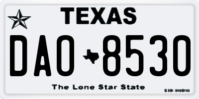 TX license plate DAO8530