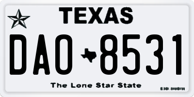 TX license plate DAO8531