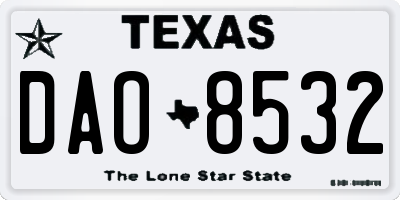 TX license plate DAO8532