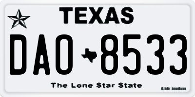 TX license plate DAO8533