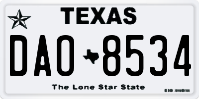 TX license plate DAO8534