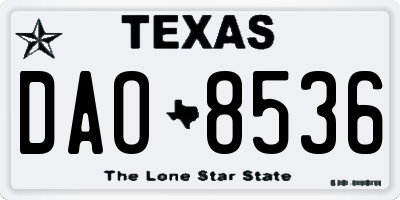 TX license plate DAO8536