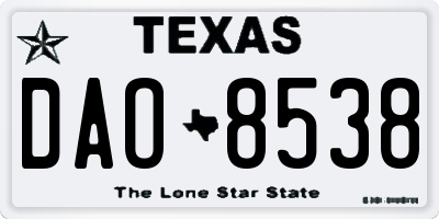 TX license plate DAO8538