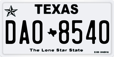 TX license plate DAO8540