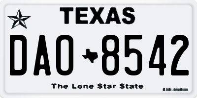 TX license plate DAO8542