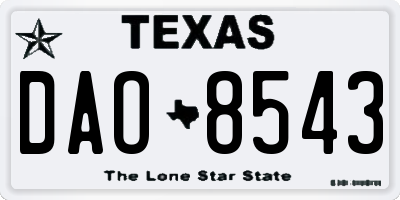 TX license plate DAO8543