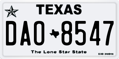 TX license plate DAO8547