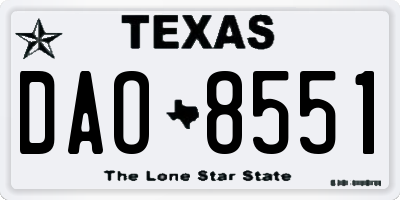 TX license plate DAO8551