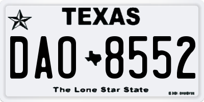 TX license plate DAO8552