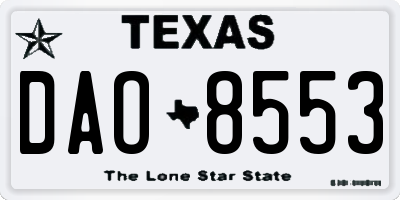 TX license plate DAO8553