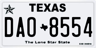 TX license plate DAO8554