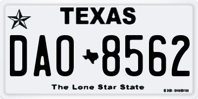 TX license plate DAO8562