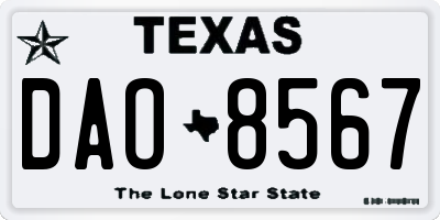 TX license plate DAO8567