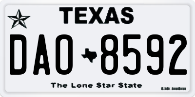 TX license plate DAO8592