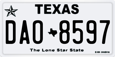 TX license plate DAO8597