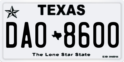 TX license plate DAO8600