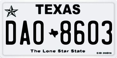 TX license plate DAO8603
