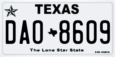 TX license plate DAO8609