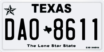 TX license plate DAO8611