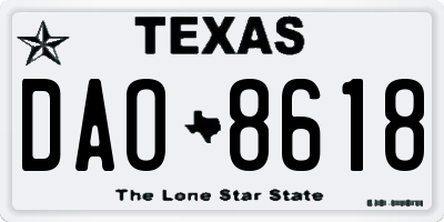 TX license plate DAO8618
