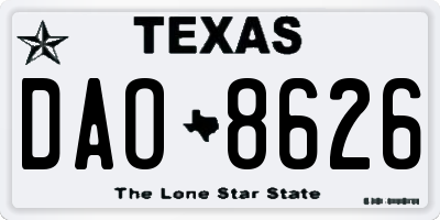 TX license plate DAO8626