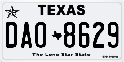 TX license plate DAO8629