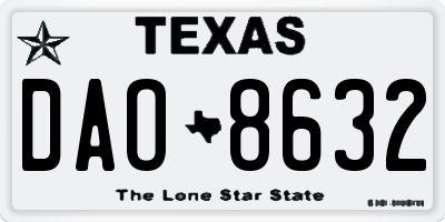 TX license plate DAO8632