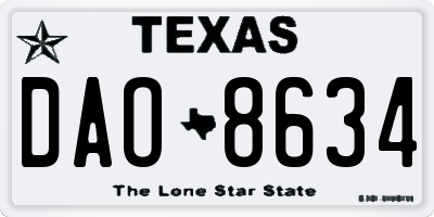 TX license plate DAO8634