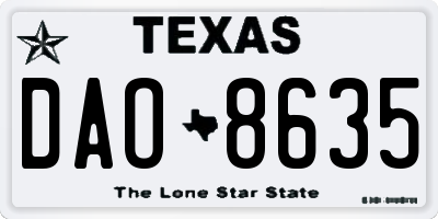 TX license plate DAO8635