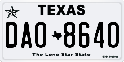 TX license plate DAO8640