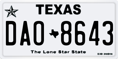 TX license plate DAO8643