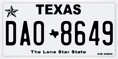 TX license plate DAO8649