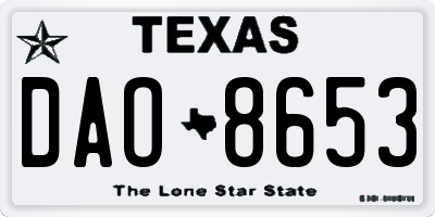TX license plate DAO8653