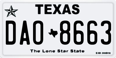 TX license plate DAO8663