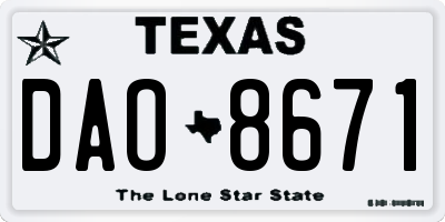 TX license plate DAO8671