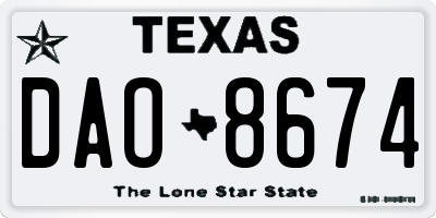 TX license plate DAO8674