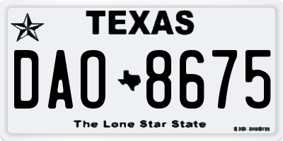 TX license plate DAO8675