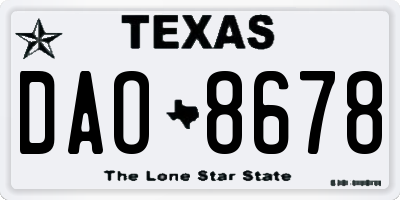 TX license plate DAO8678