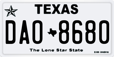 TX license plate DAO8680