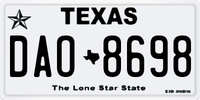 TX license plate DAO8698