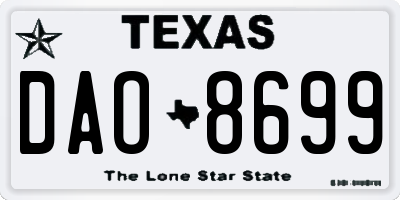 TX license plate DAO8699