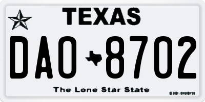 TX license plate DAO8702
