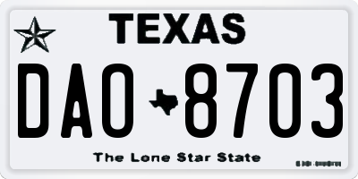 TX license plate DAO8703