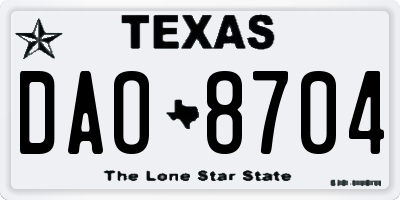 TX license plate DAO8704