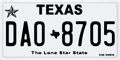 TX license plate DAO8705