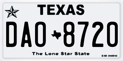 TX license plate DAO8720