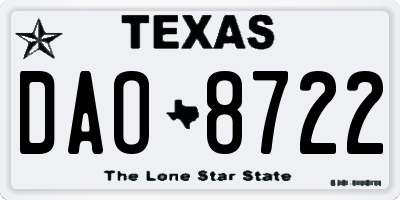 TX license plate DAO8722