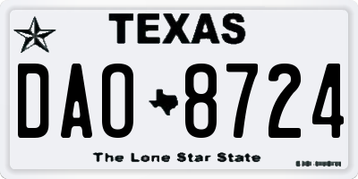 TX license plate DAO8724